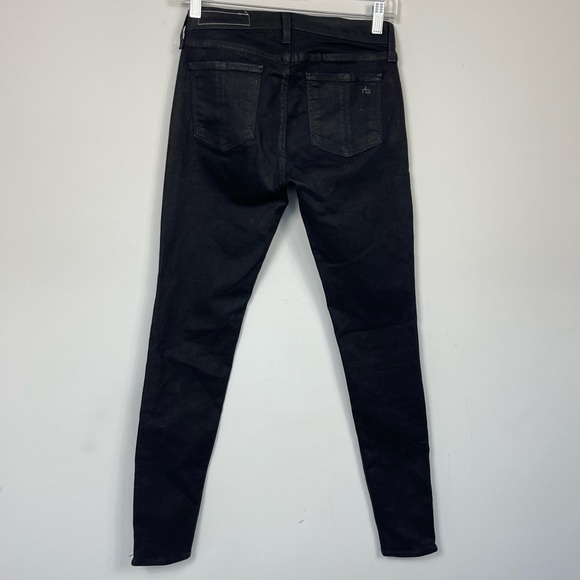 Rag & Bone Costed Skinny Moto Biker Jeans Zip Ankle Pockets Blue Black Low Rise - Picture 3 of 14